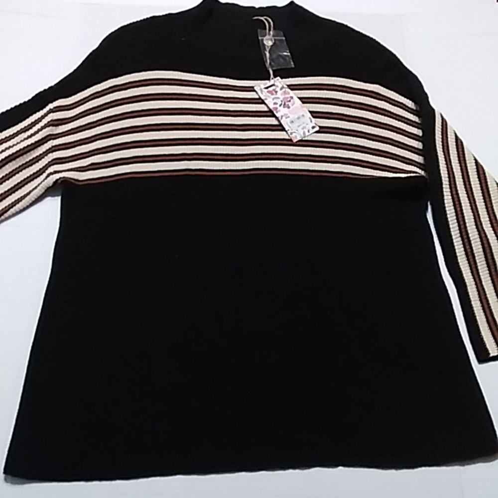 NWT Striped Mock Neck Sweater
